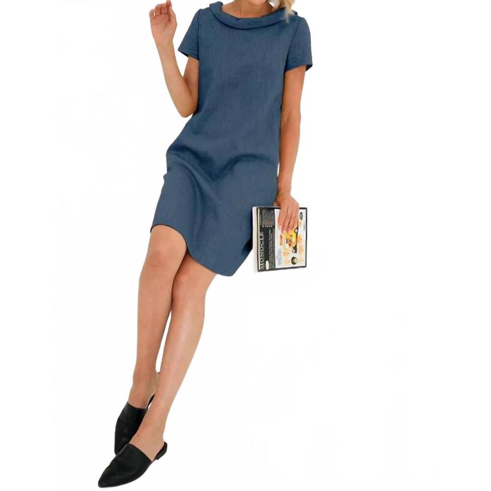 NEW LE MUSE story linen dress in blue